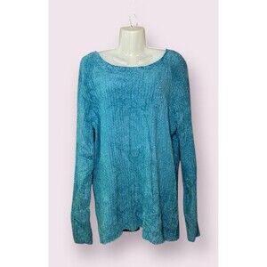 Jones New York Sport Women's Size 2X Chenille Soft Teal Sweater Ribbed